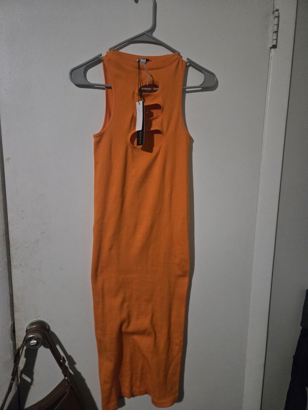 Fashion Nova Orange Sleeveless Ribbed Maxi Dress